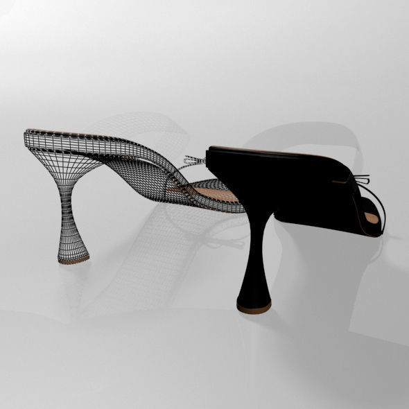 Clear Strap Square-Toe Spool-Heel Sandals 01 3D model_18