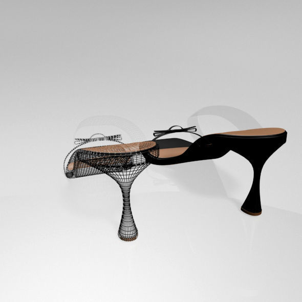 Clear Strap Square-Toe Spool-Heel Sandals 01 3D model_8