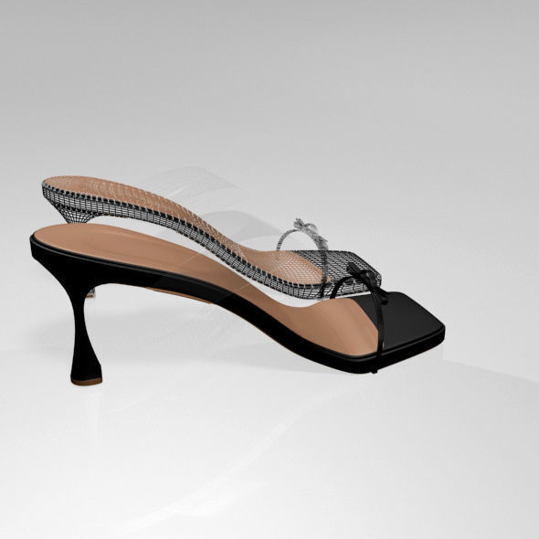 Clear Strap Square-Toe Spool-Heel Sandals 01 3D model_5