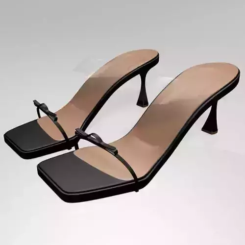 Clear Strap Square-Toe Spool-Heel Sandals 01