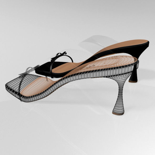 Clear Strap Square-Toe Spool-Heel Sandals 01 3D model_15