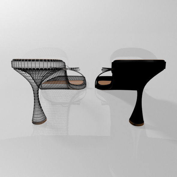 Clear Strap Square-Toe Spool-Heel Sandals 01 3D model_17