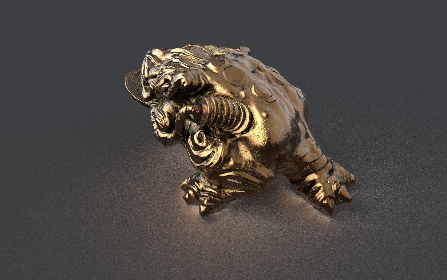 temple money frog Low-poly 3D model_5