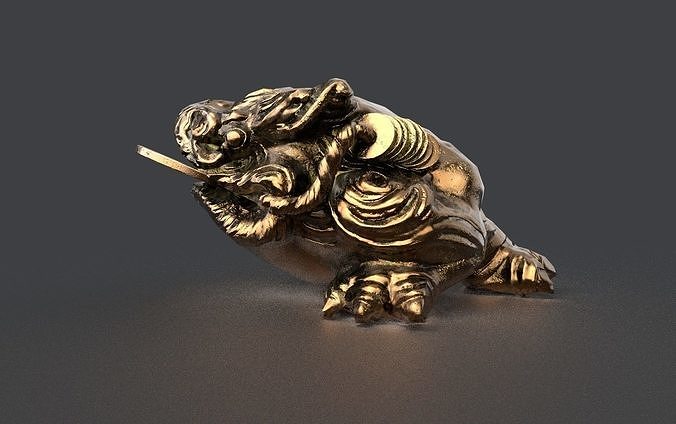 temple money frog Low-poly 3D model