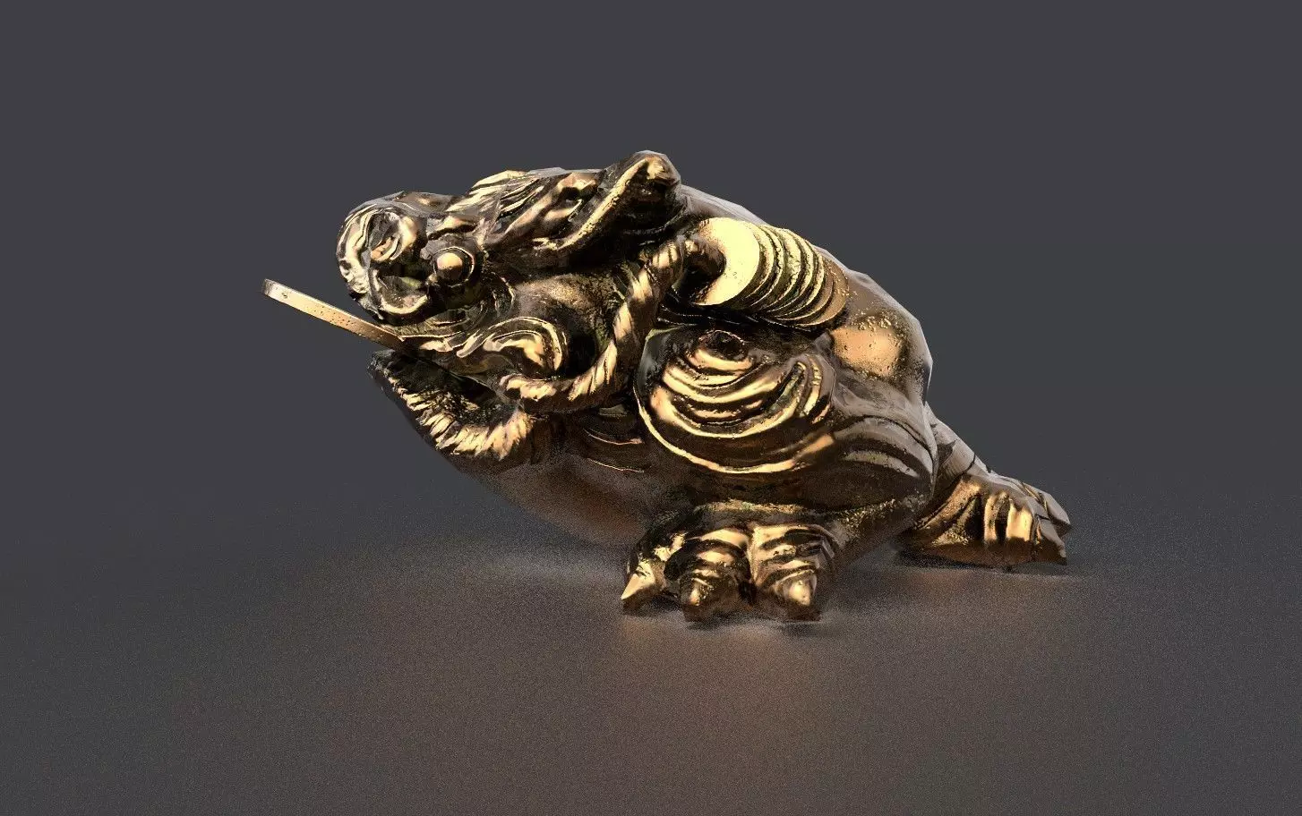 temple money frog Low-poly 3D model_0