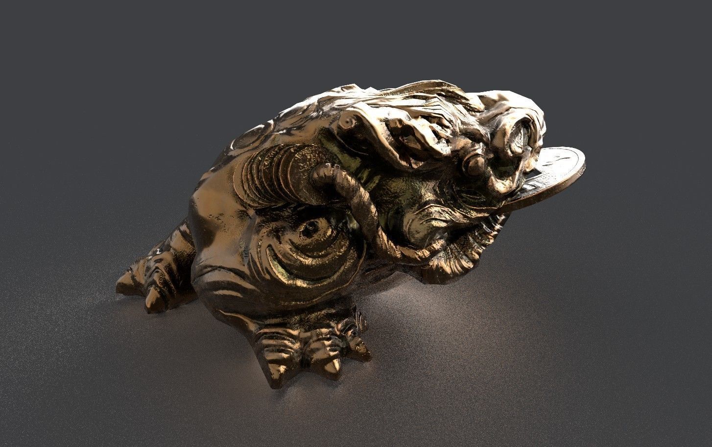 temple money frog Low-poly 3D model_3