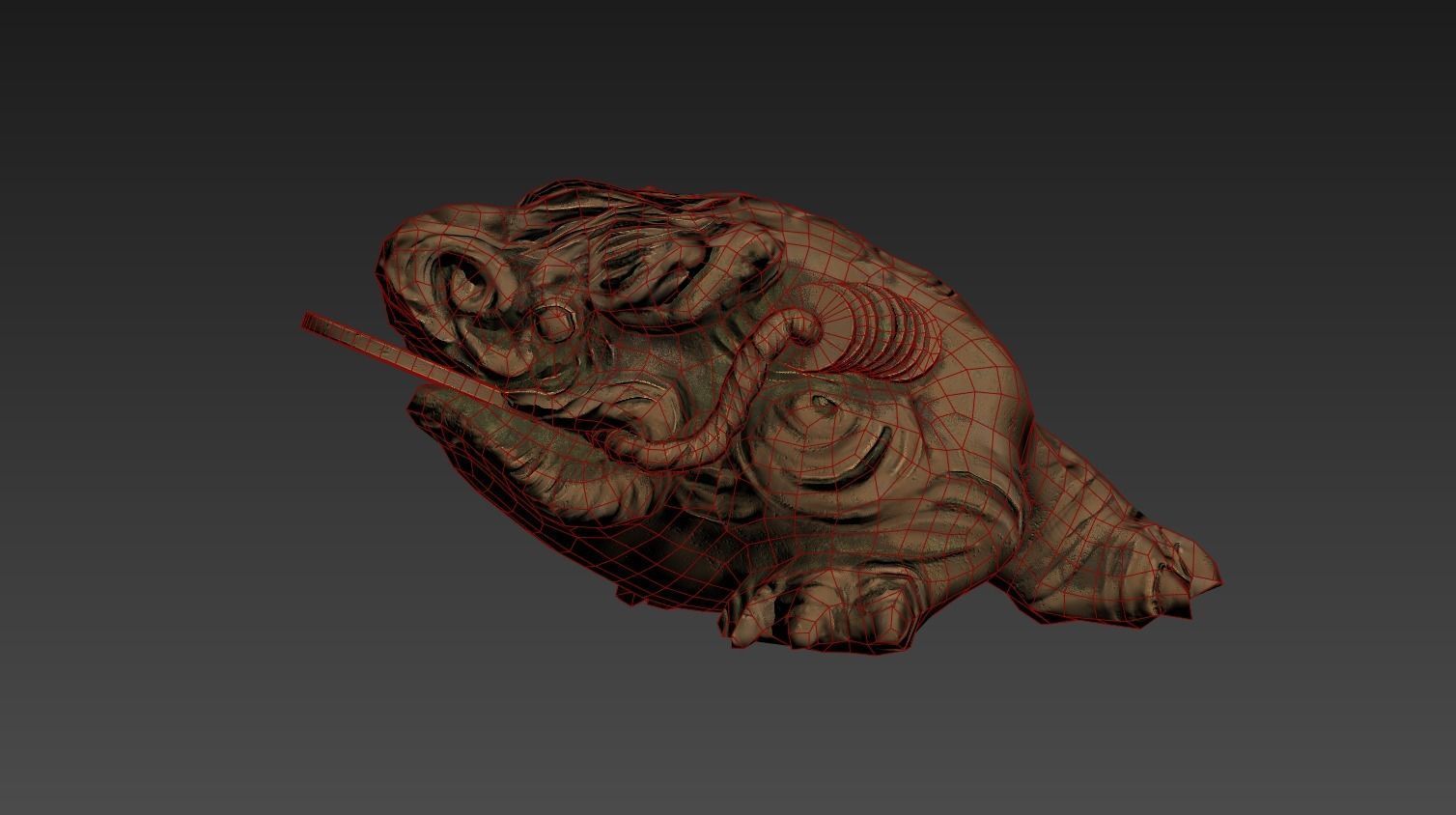 temple money frog Low-poly 3D model_6