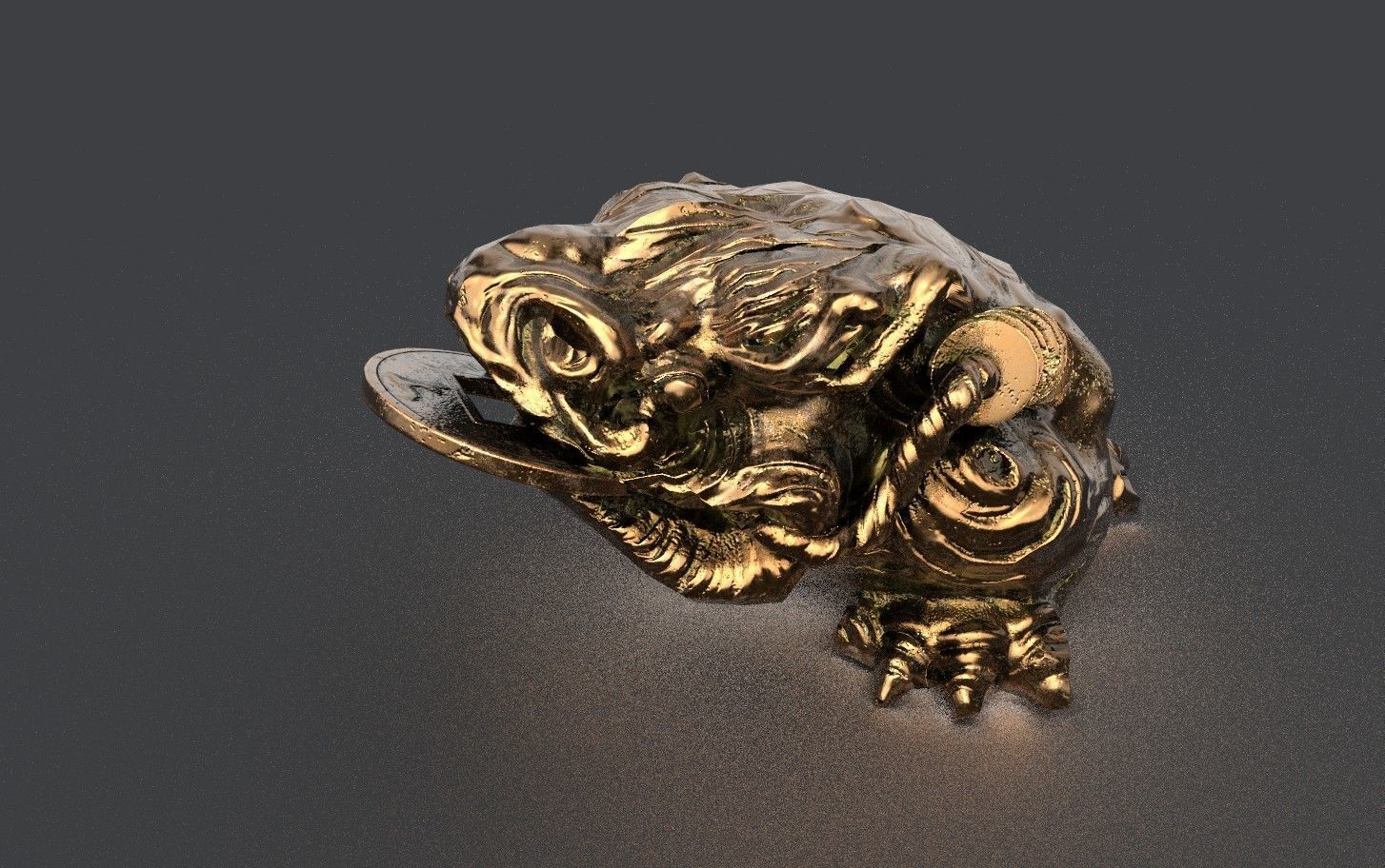 temple money frog Low-poly 3D model_1