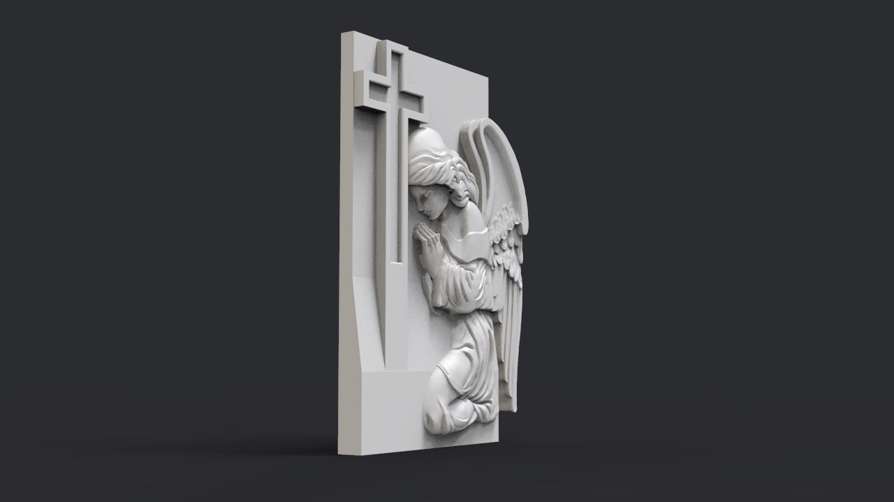 Praying Angel Tombstone 3D print model_2