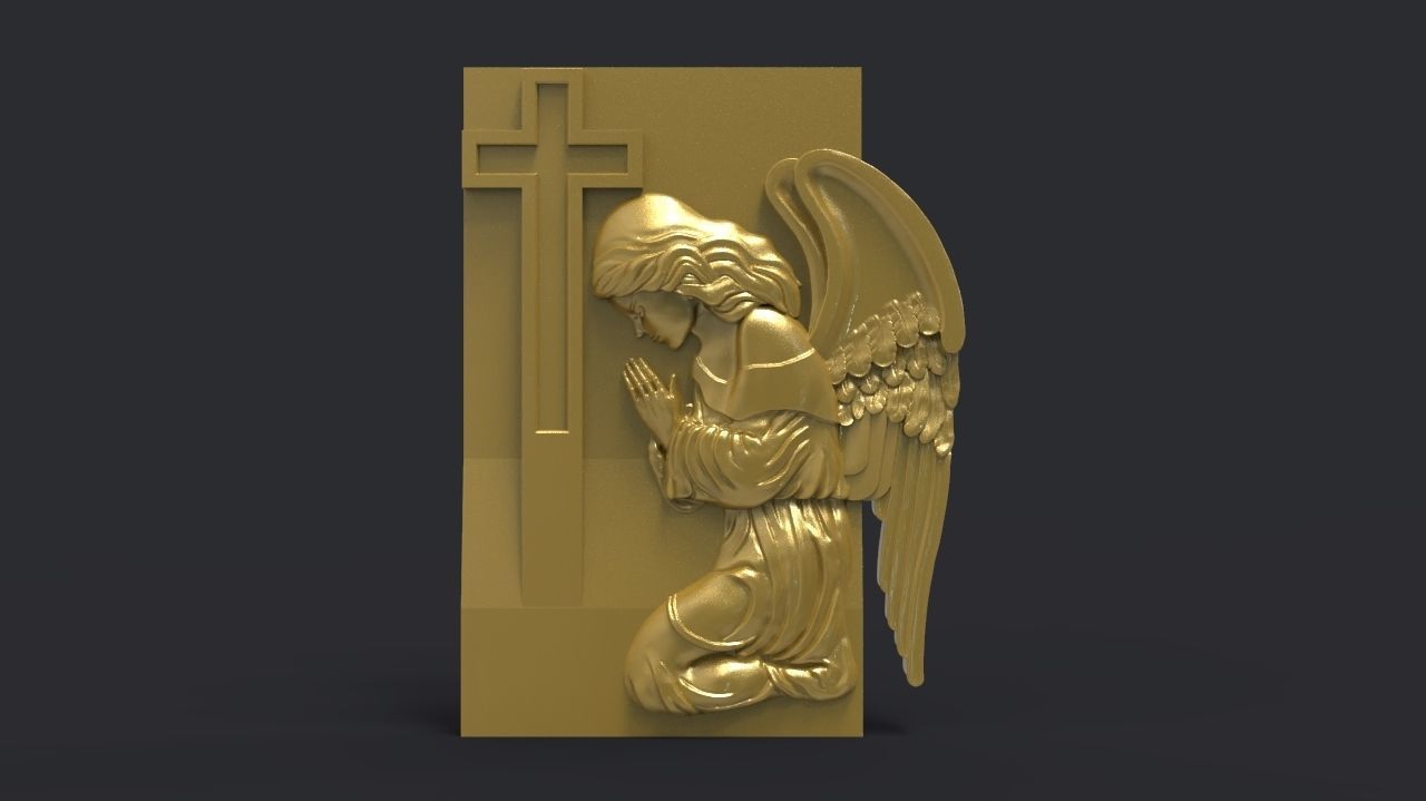 Praying Angel Tombstone 3D print model_1