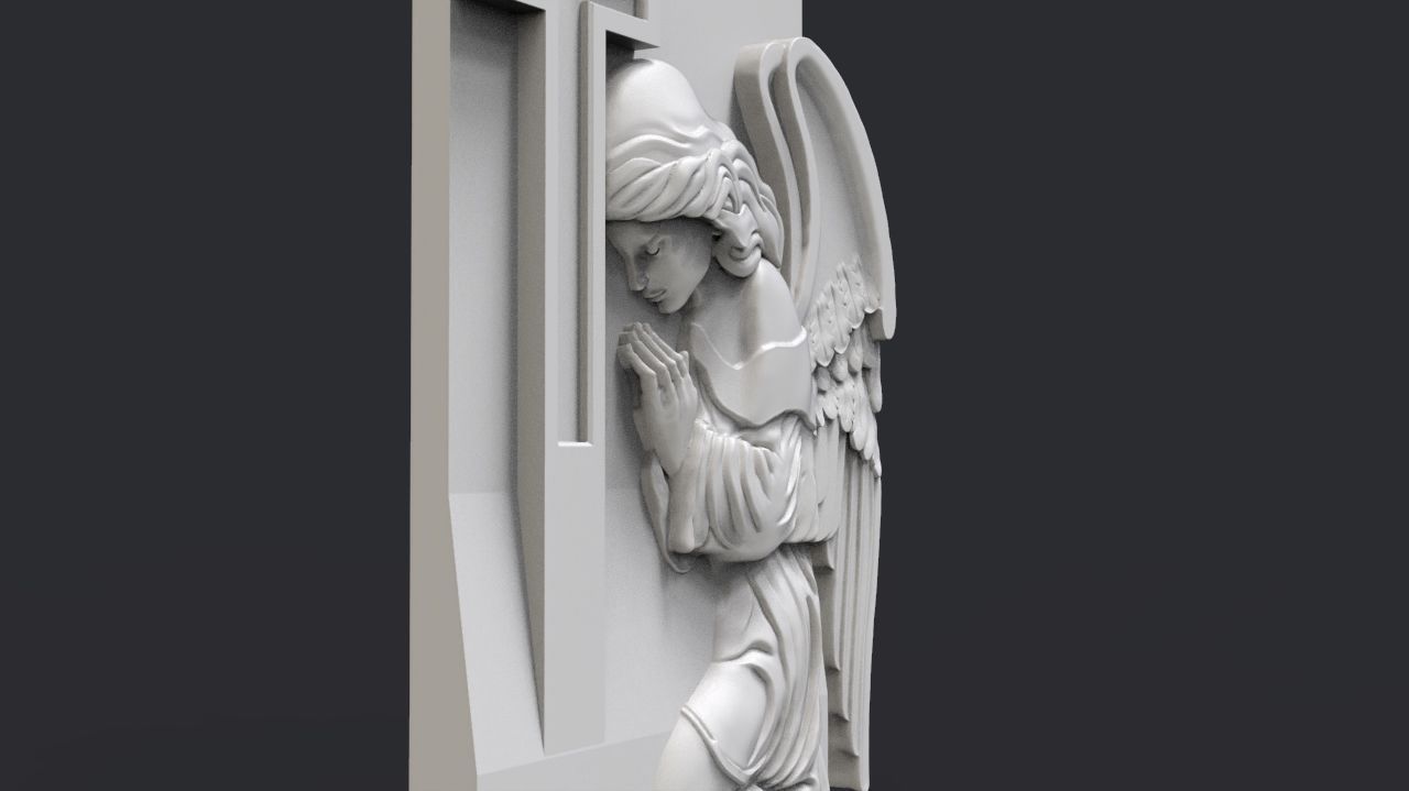 Praying Angel Tombstone 3D print model_3