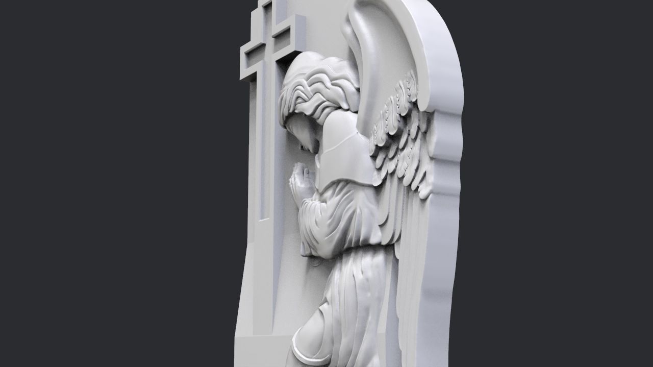 Praying Angel Tombstone 3D print model_4