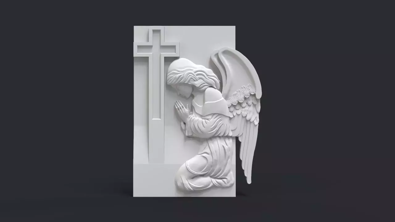 Praying Angel Tombstone 3D print model_0