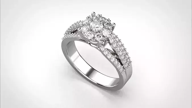 Women solitaire ring 3dm stl render detail 3D print model R002