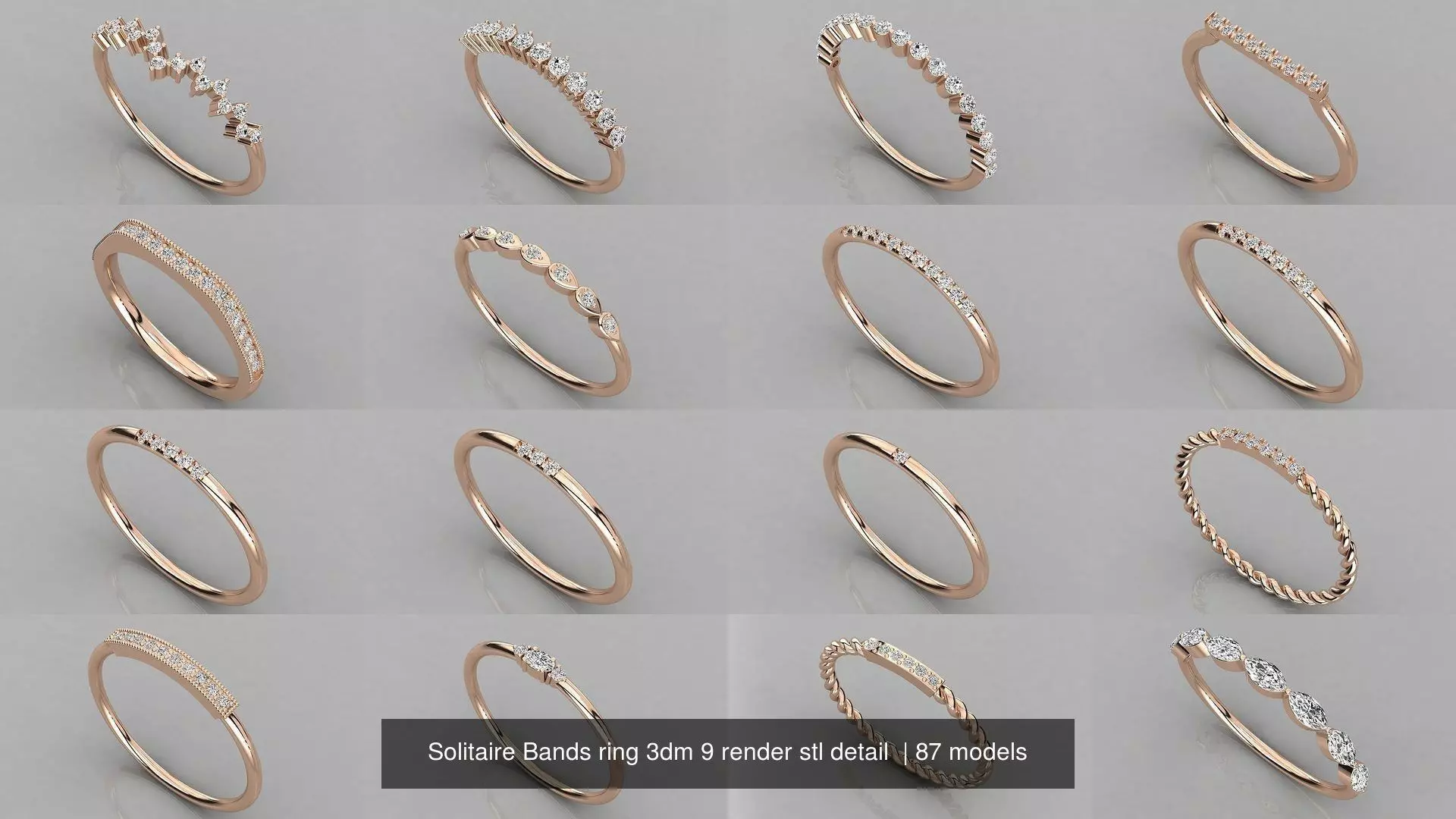 87 Eternity Bands ring 3dm 9 render stl detail 3D Model Pack