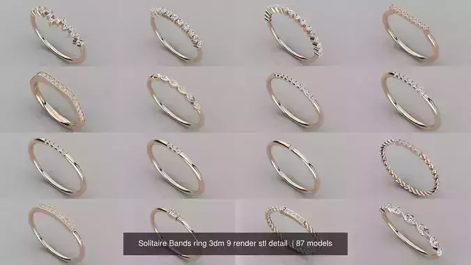 87 Eternity Bands ring 3dm 9 render stl detail  3D Model Collection