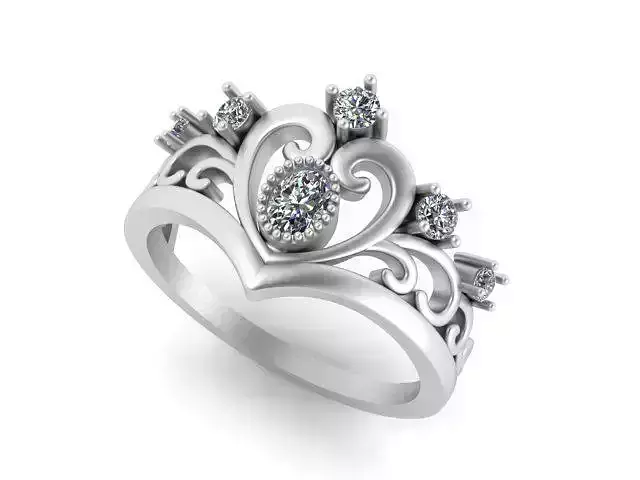 Women solitaire crown ring 3dm stl render detail 3D print model