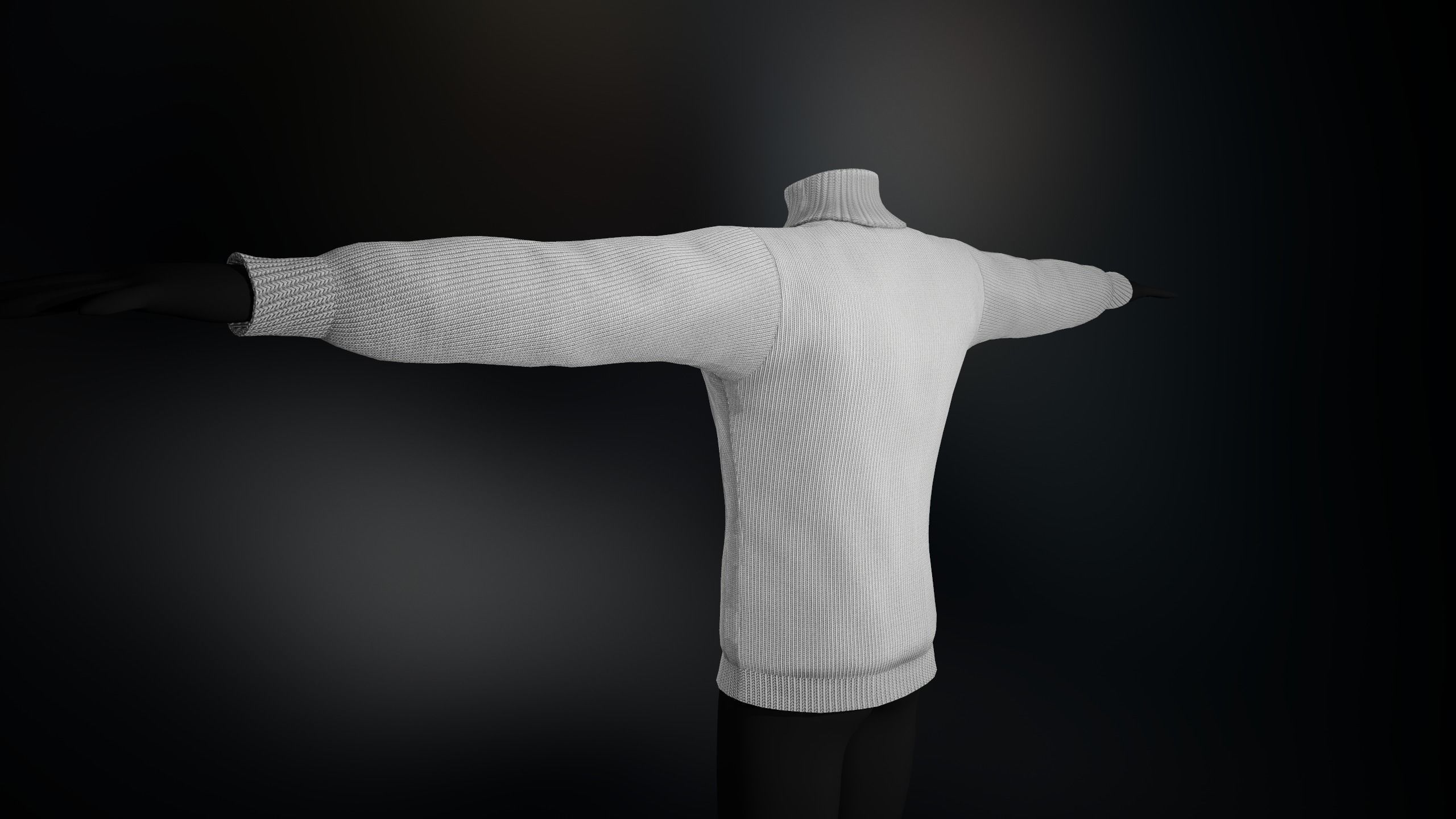 White Winter Turtleneck Low-poly 3D model_8