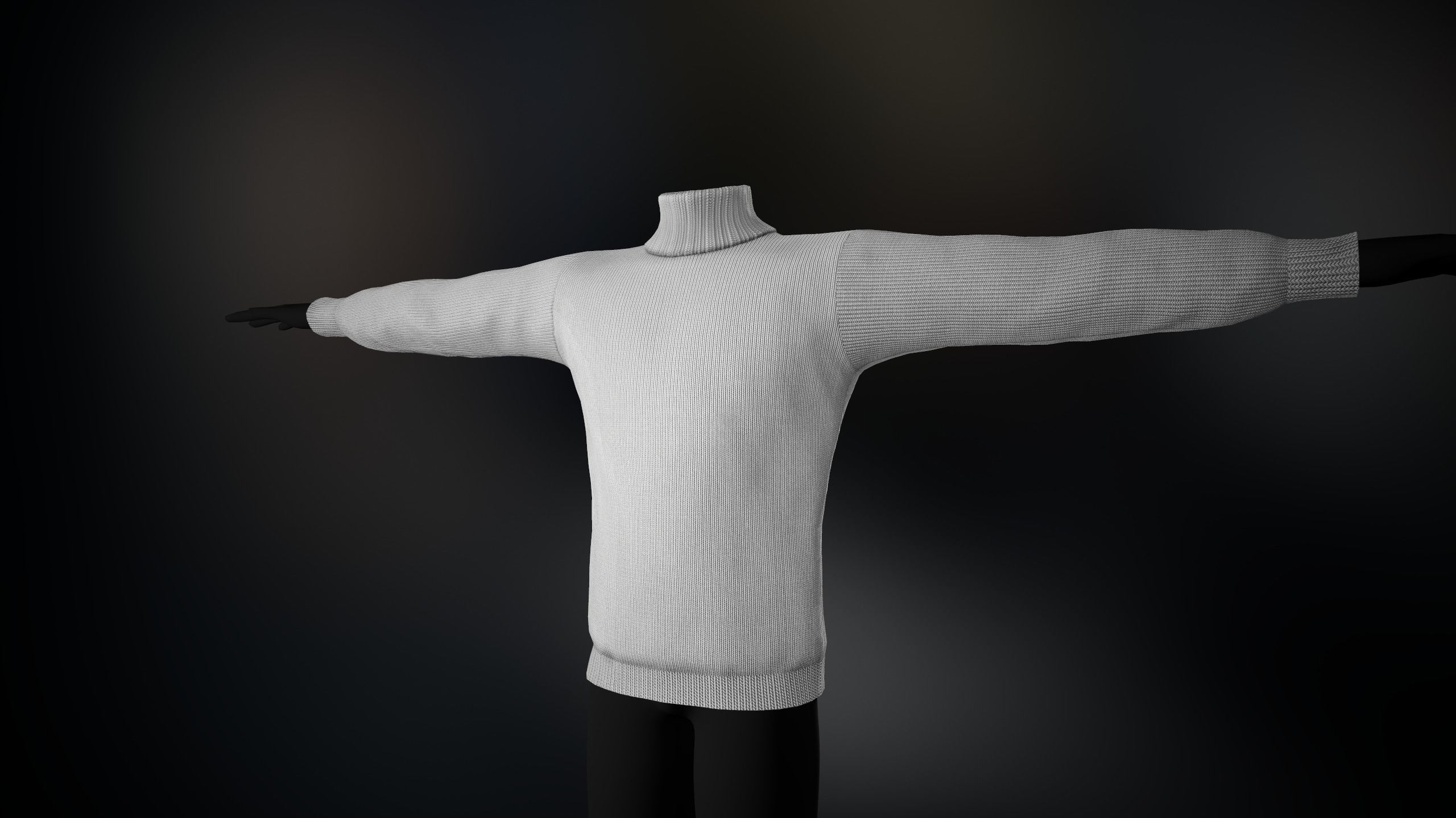 White Winter Turtleneck Low-poly 3D model_5