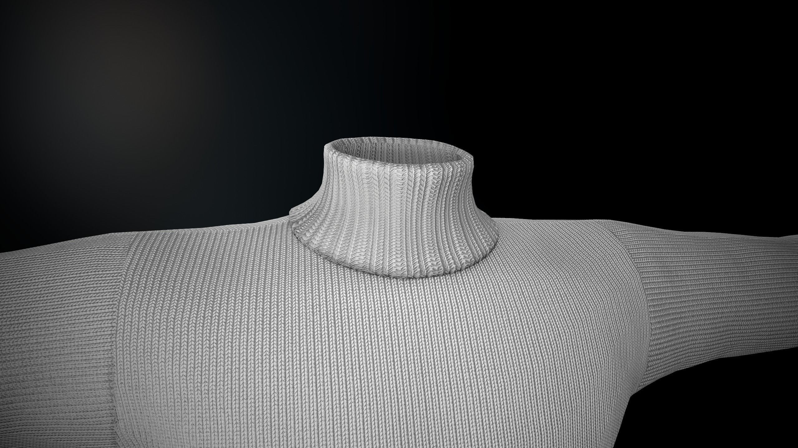 White Winter Turtleneck Low-poly 3D model_7