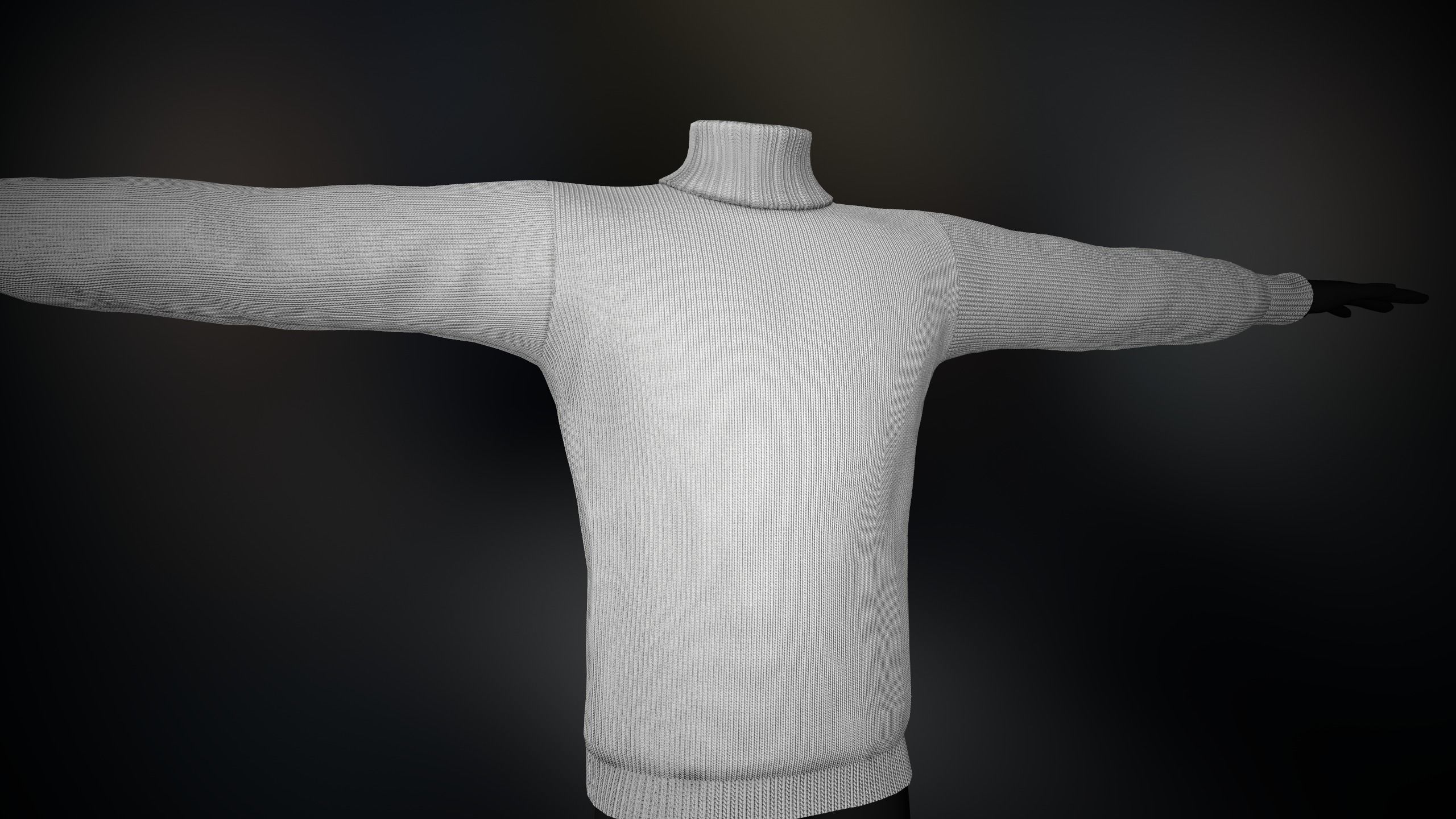 White Winter Turtleneck Low-poly 3D model_10