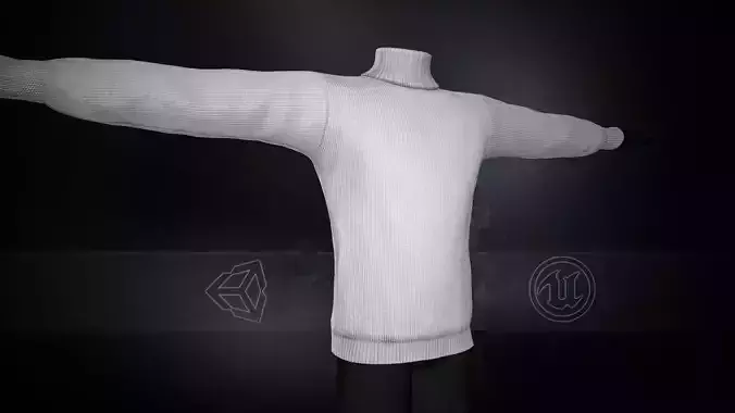 White Winter Turtleneck Low-poly 3D model