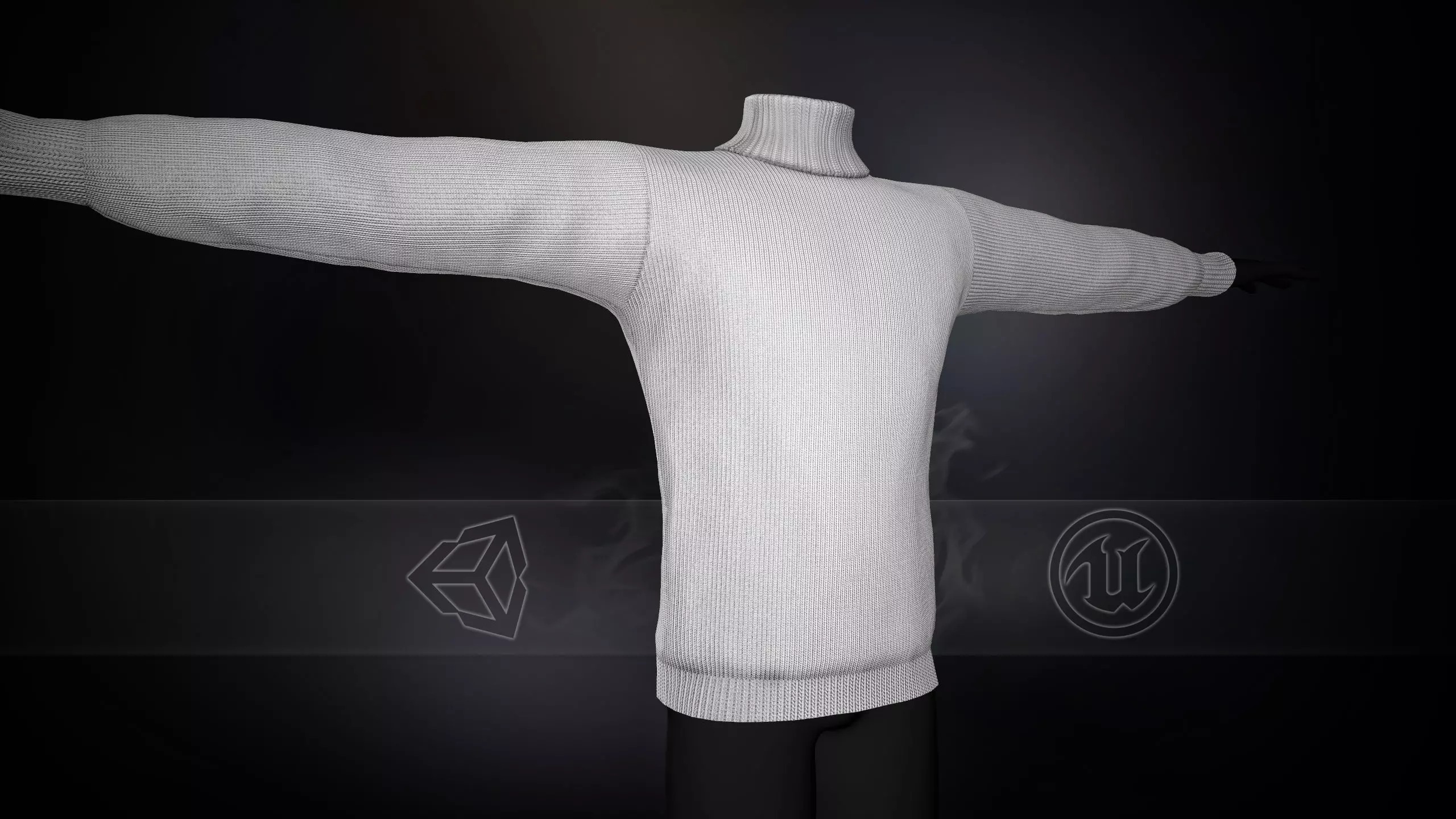 White Winter Turtleneck Low-poly 3D model_0
