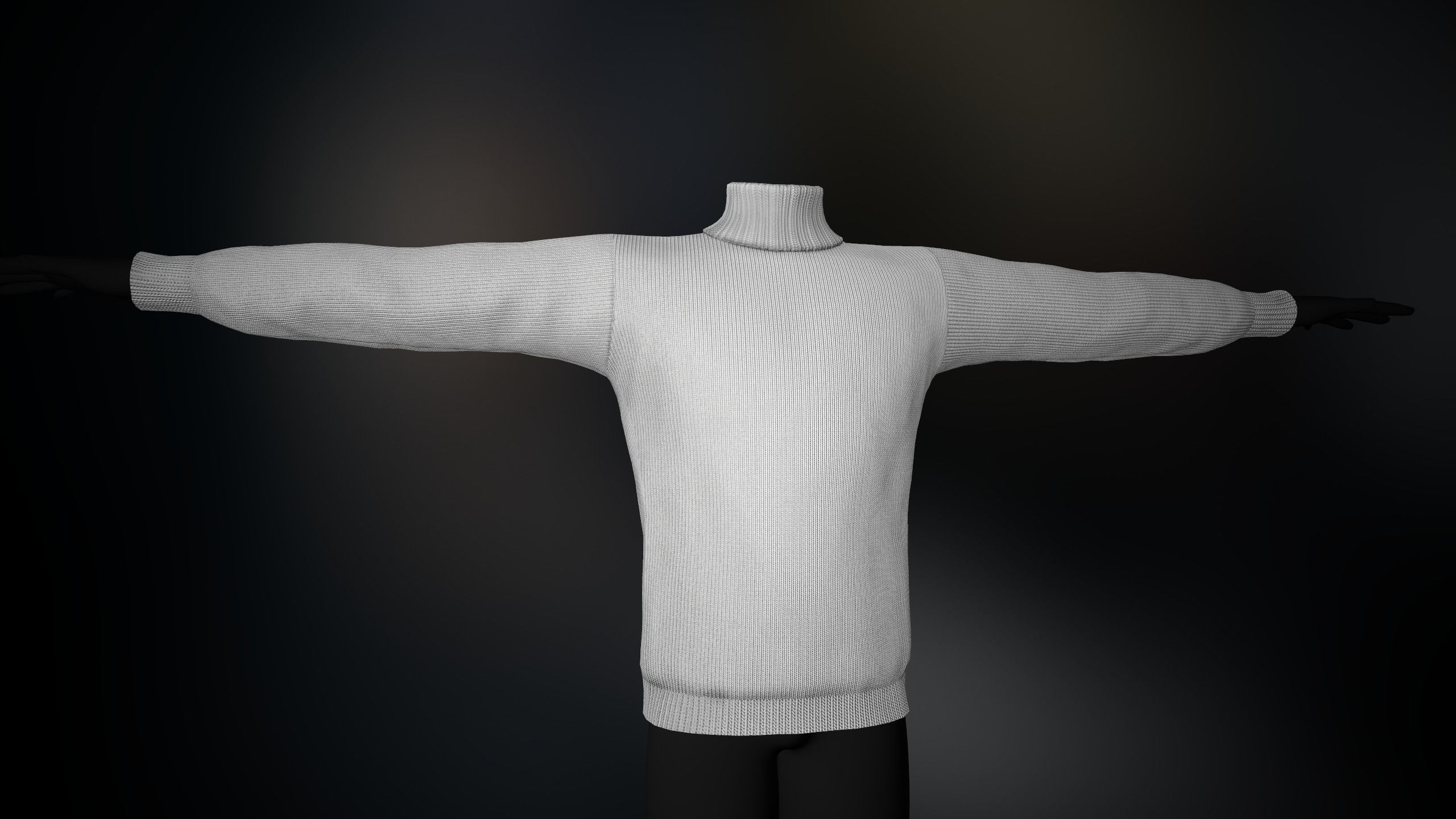 White Winter Turtleneck Low-poly 3D model_1