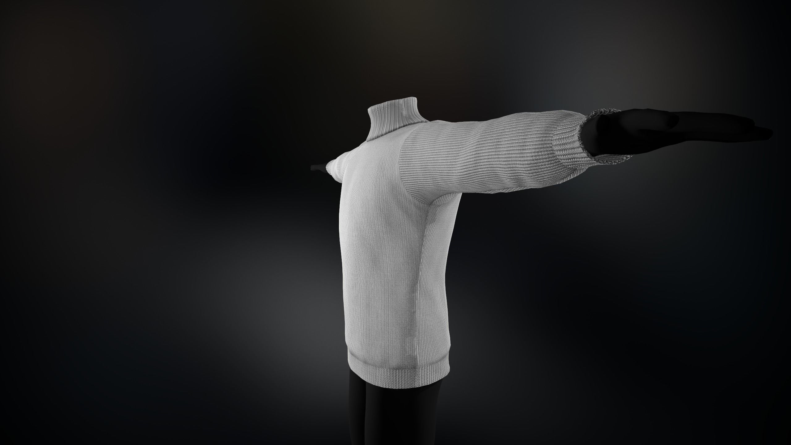 White Winter Turtleneck Low-poly 3D model_4