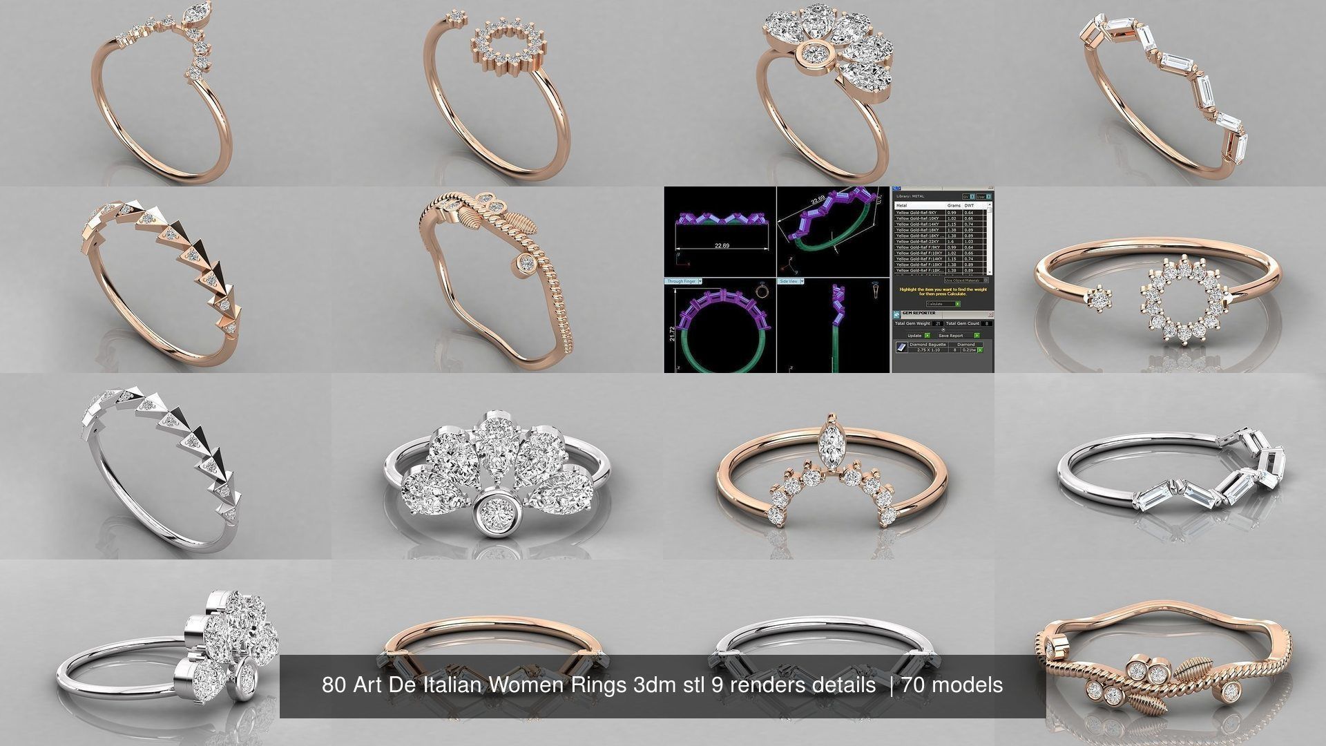 70 Art De Italian Women Rings 3dm stl 9 renders details  3D Model Collection_8