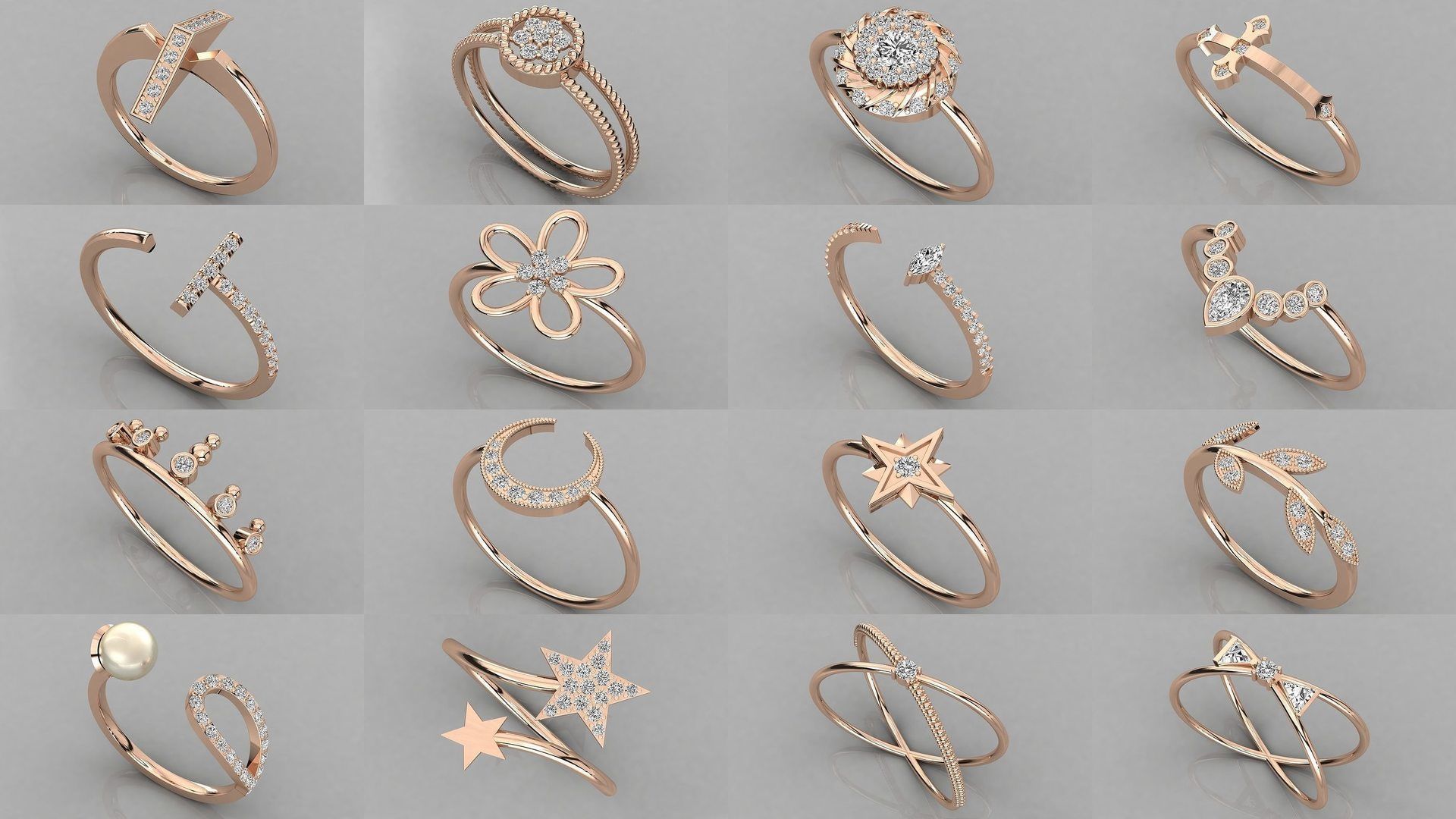 70 Art De Italian Women Rings 3dm stl 9 renders details  3D Model Collection_3