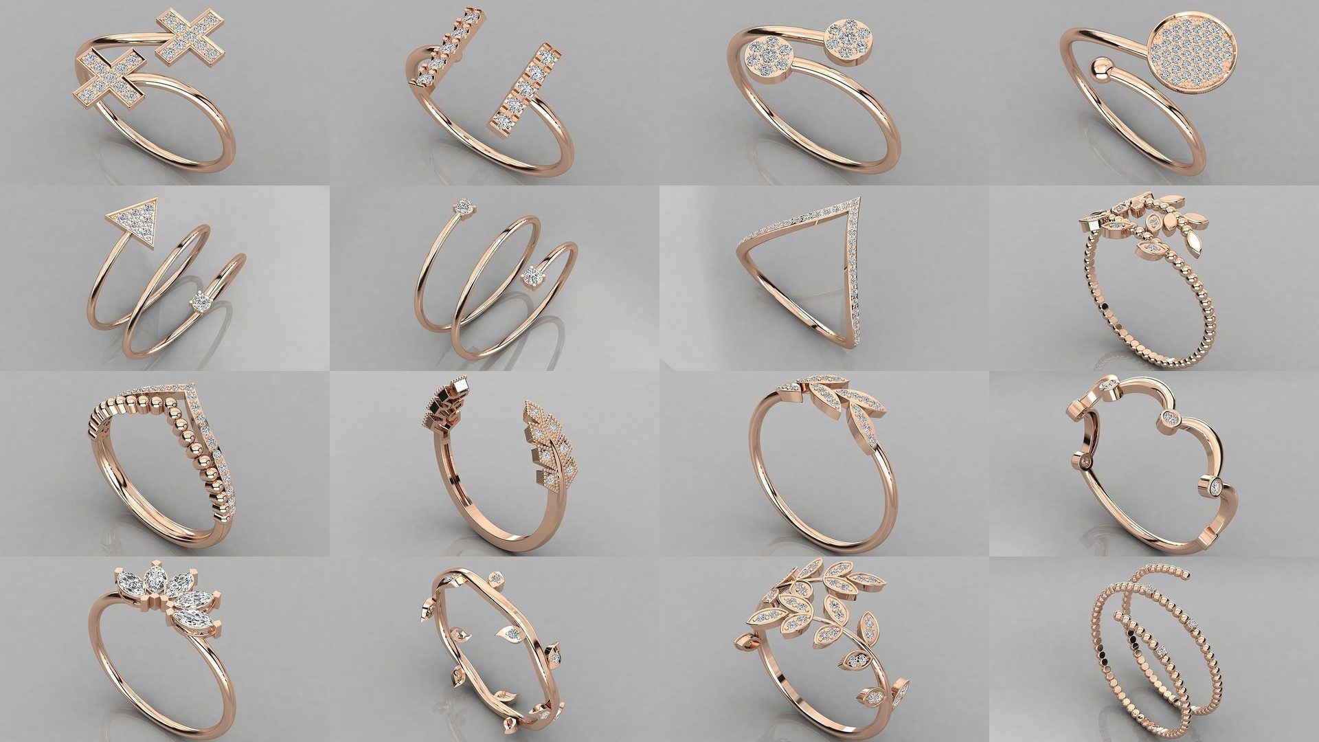 70 Art De Italian Women Rings 3dm stl 9 renders details  3D Model Collection_5