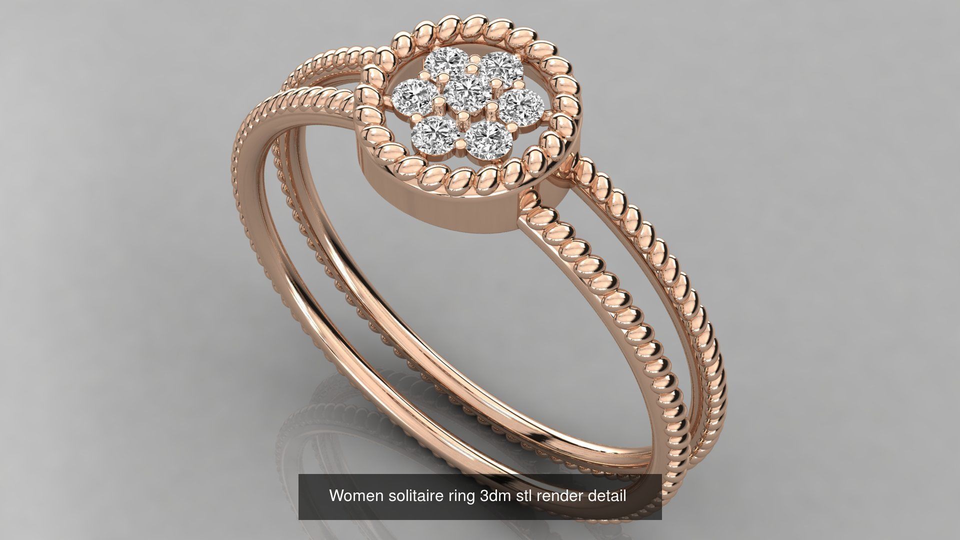 70 Art De Italian Women Rings 3dm stl 9 renders details  3D Model Collection_42