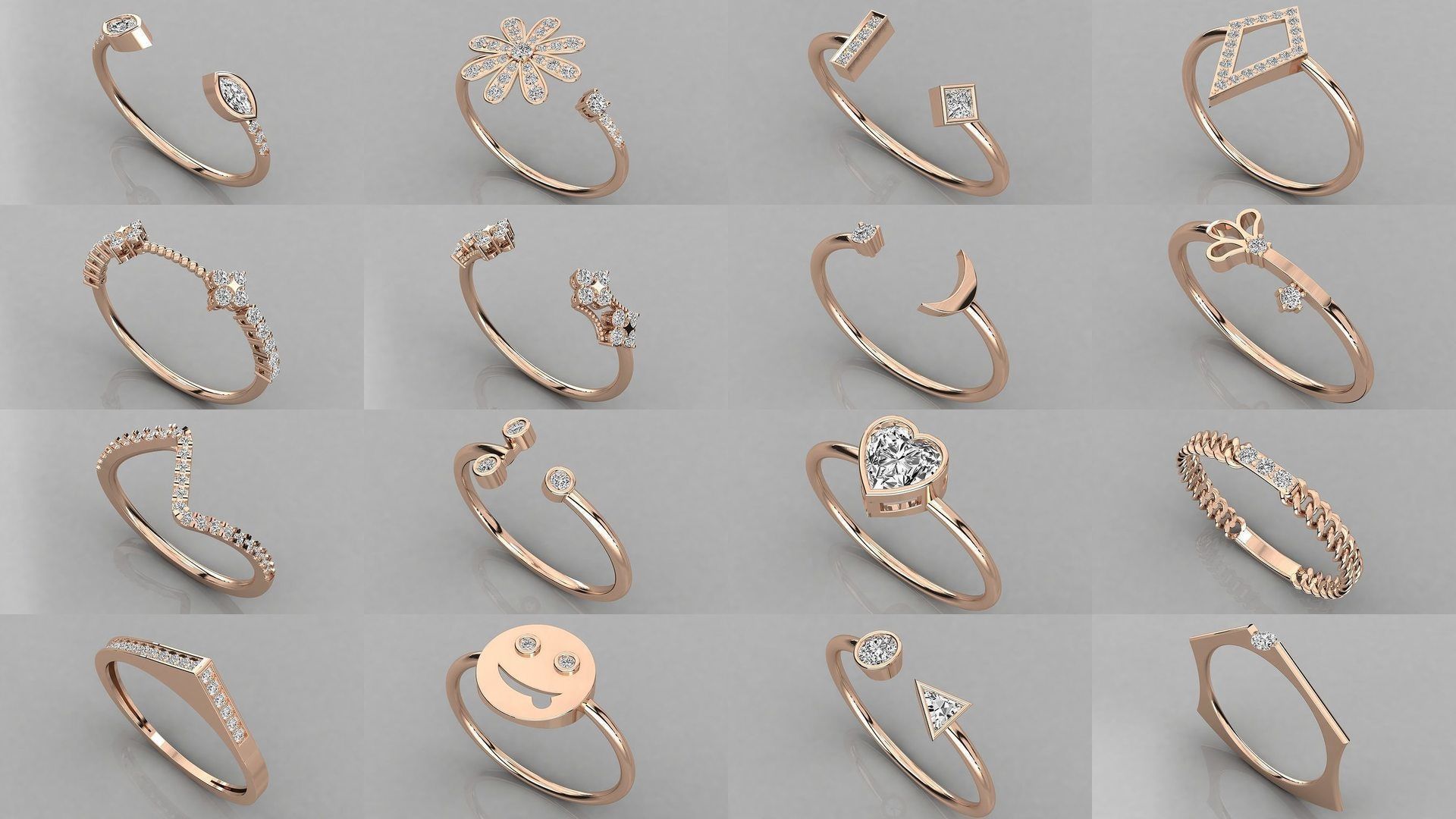 70 Art De Italian Women Rings 3dm stl 9 renders details  3D Model Collection_1