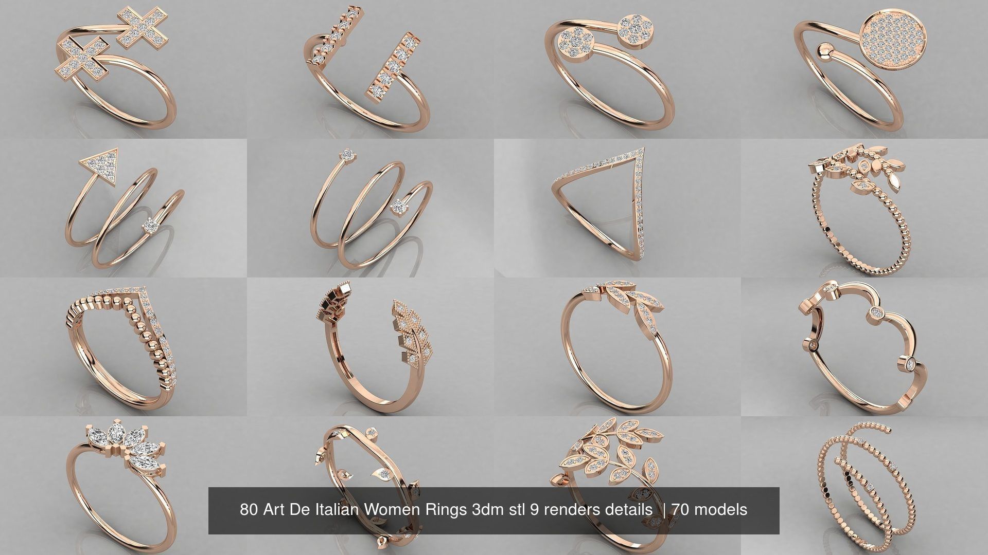 70 Art De Italian Women Rings 3dm stl 9 renders details  3D Model Collection_6