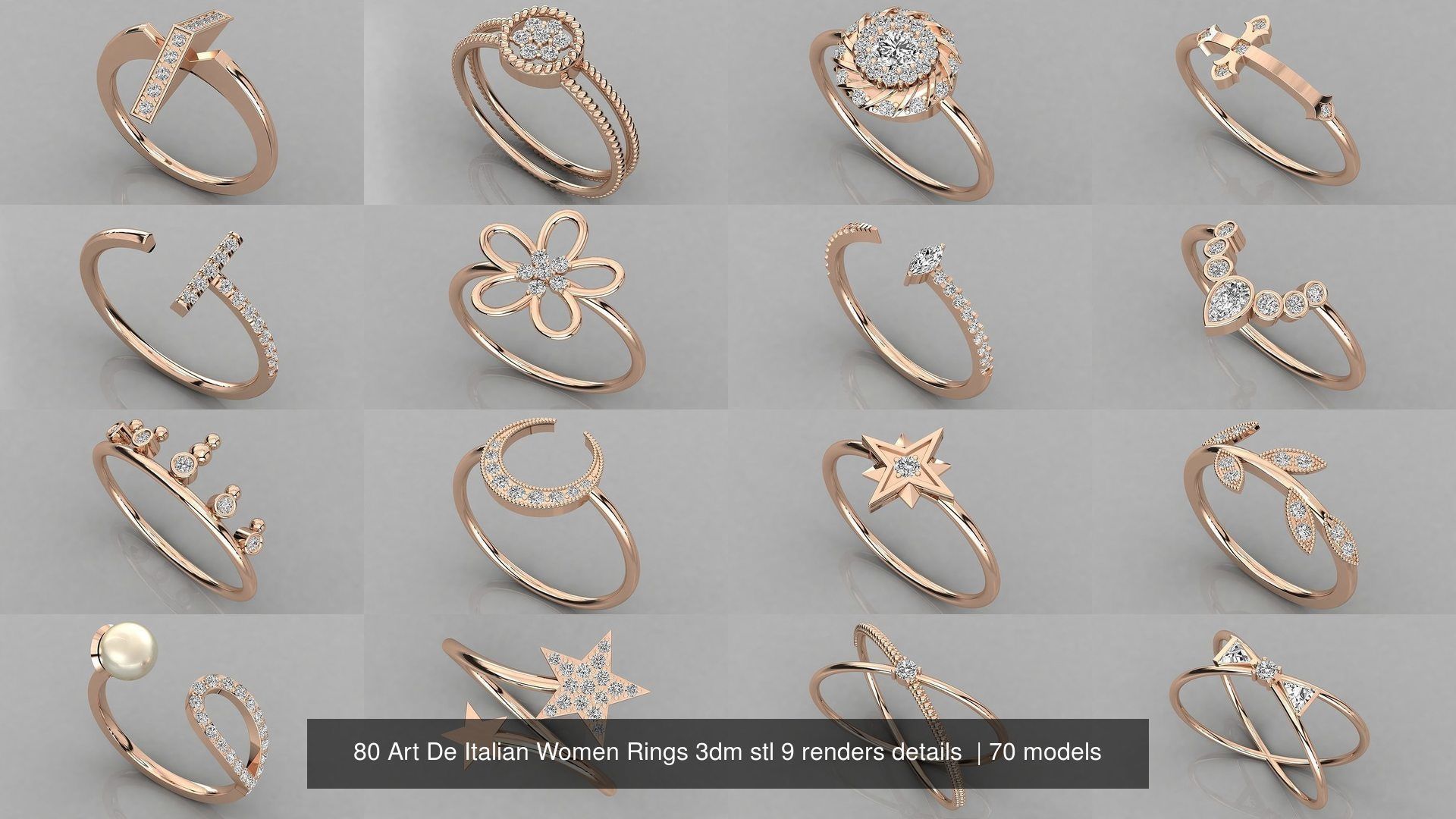 70 Art De Italian Women Rings 3dm stl 9 renders details  3D Model Collection_4