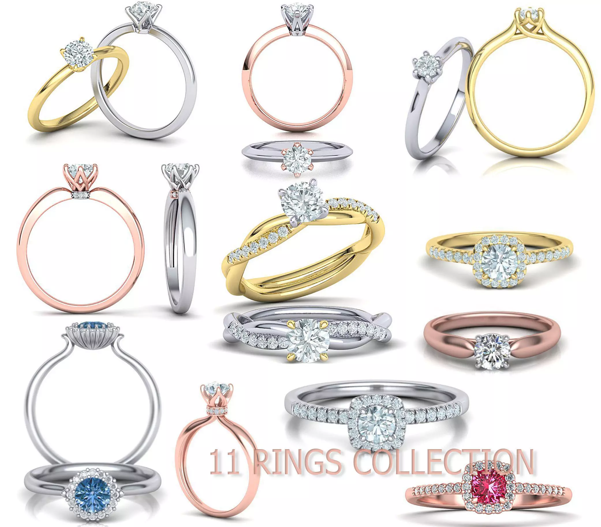 11 RINGS COLLECTION with Discount 3dmodels _0