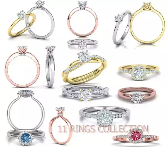 11 RINGS COLLECTION with Discount 3dmodels 