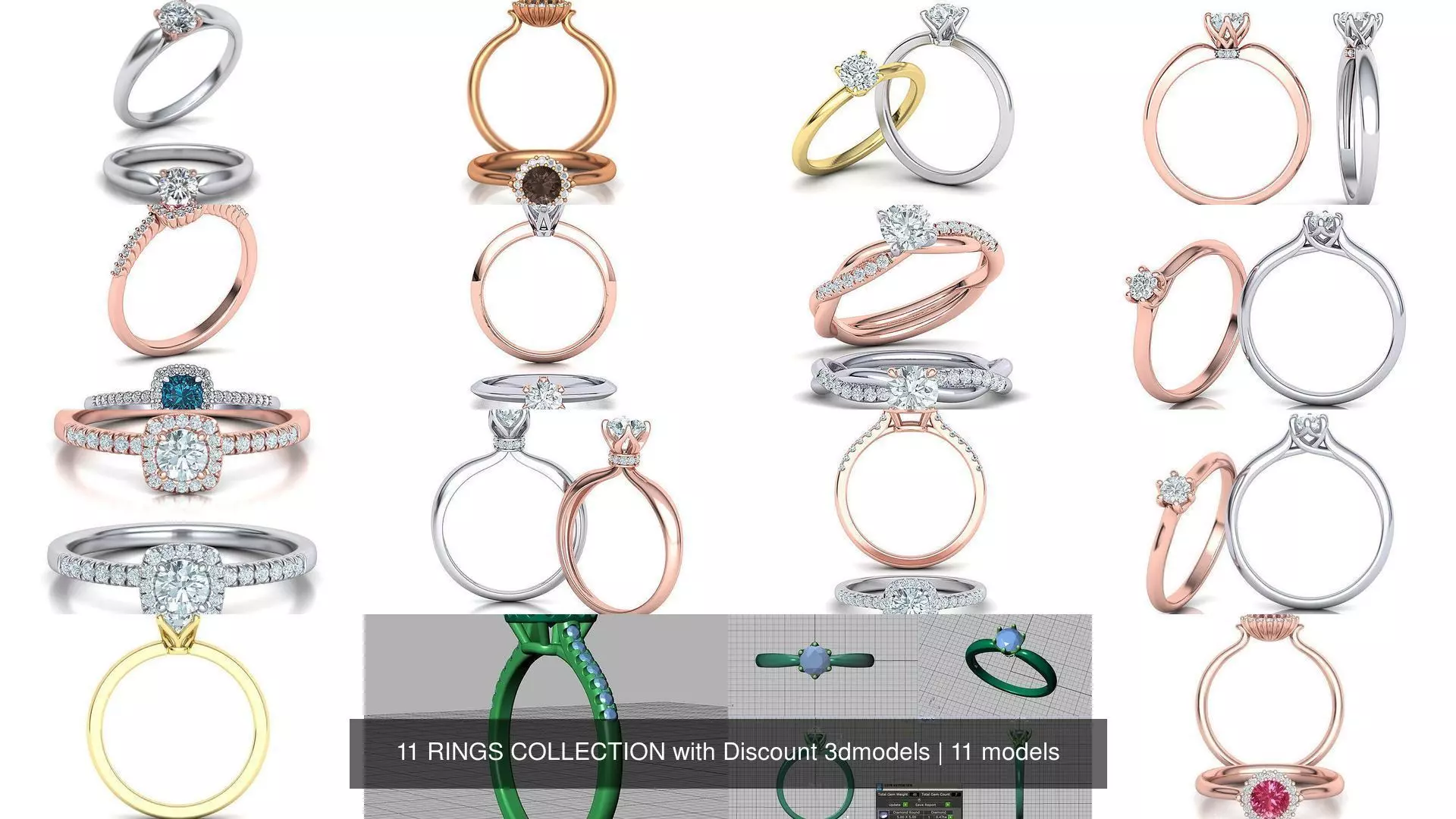 11 RINGS COLLECTION with Discount 3dmodels _1