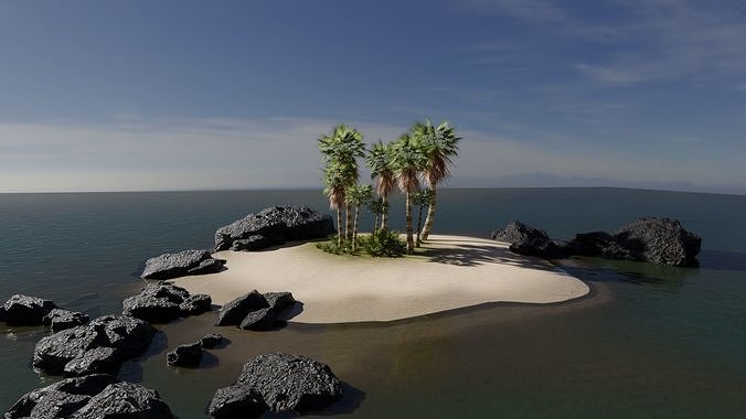 Small Island Scene Low-poly 3D model