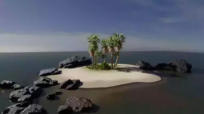 Small Island Scene Low-poly 3D model