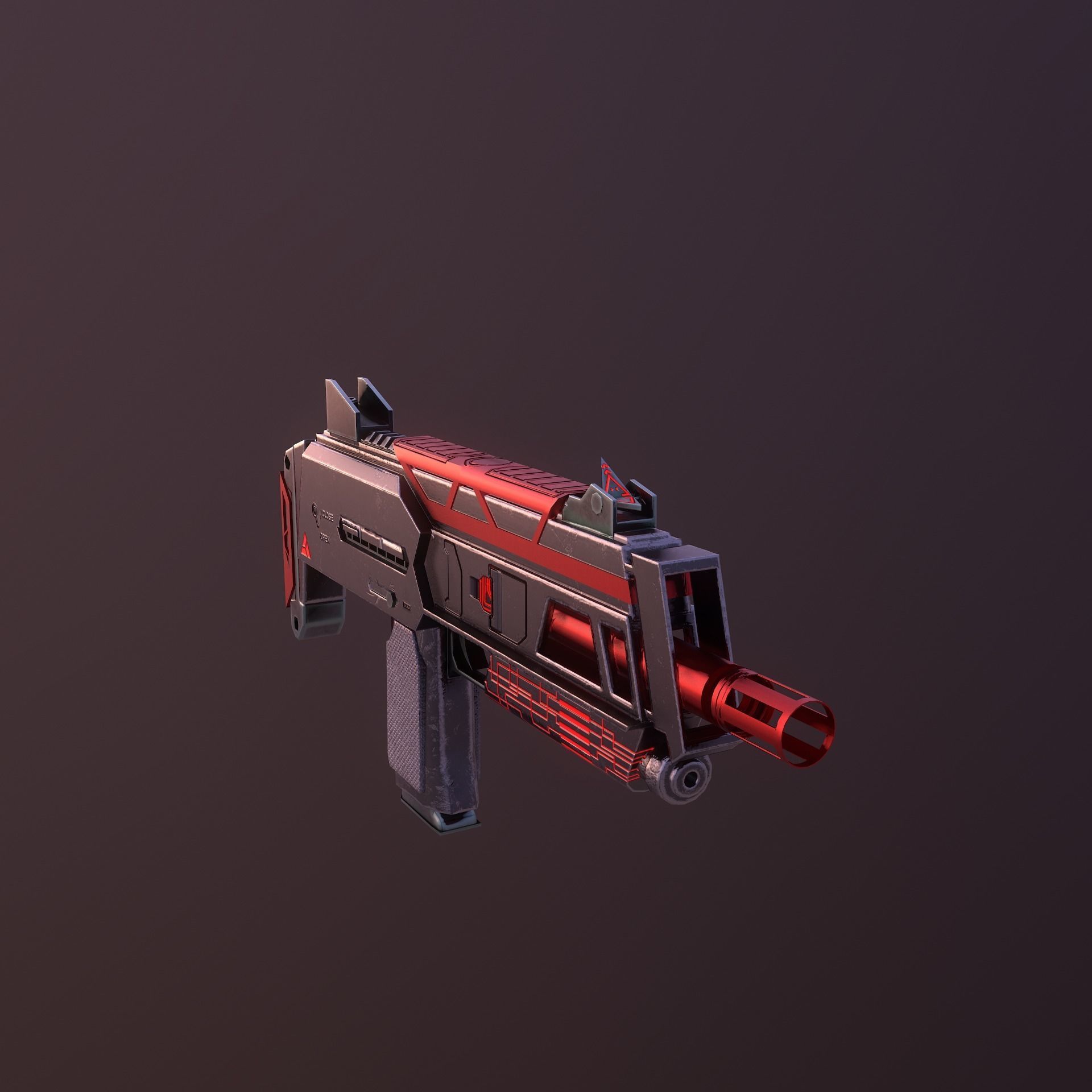 Sci-Fi Mp7 Low-poly 3D model_4
