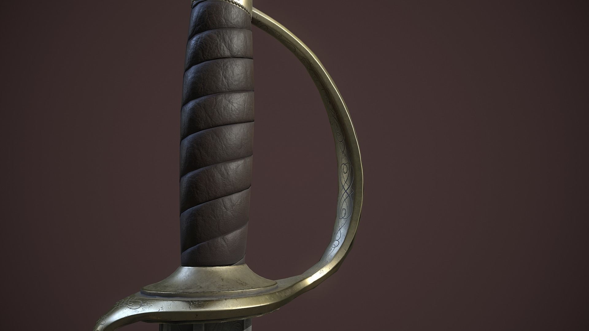 Pirates Cutlass Sword And Sheath Low-poly 3D model_10