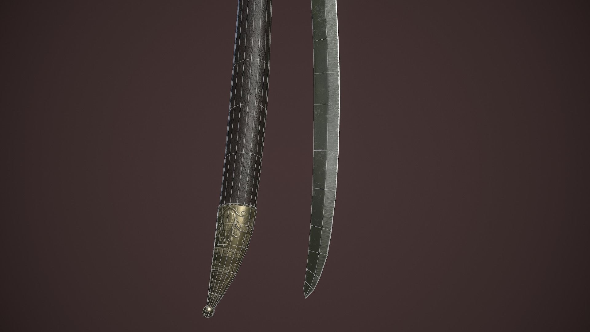 Pirates Cutlass Sword And Sheath Low-poly 3D model_13