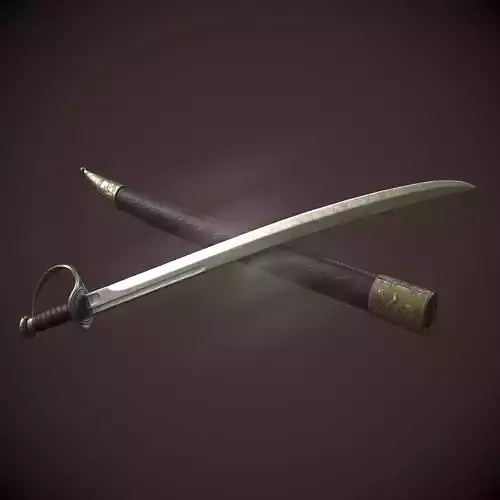 Pirates Cutlass Sword And Sheath Low-poly 3D model
