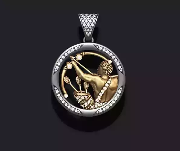 Horoscope Sagittarius pendant with gems