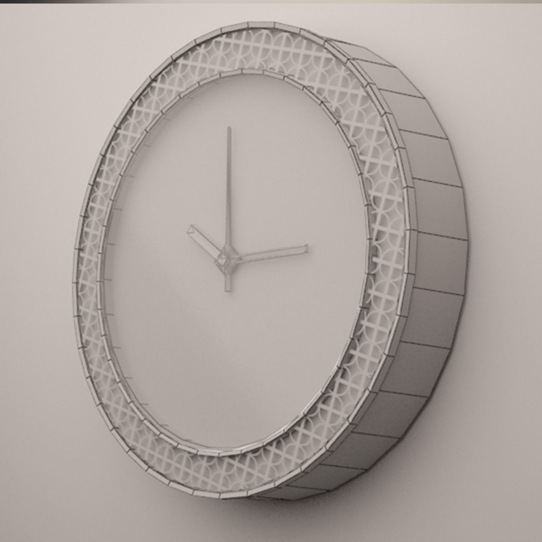 Gold wall clock Low-poly 3D model_3
