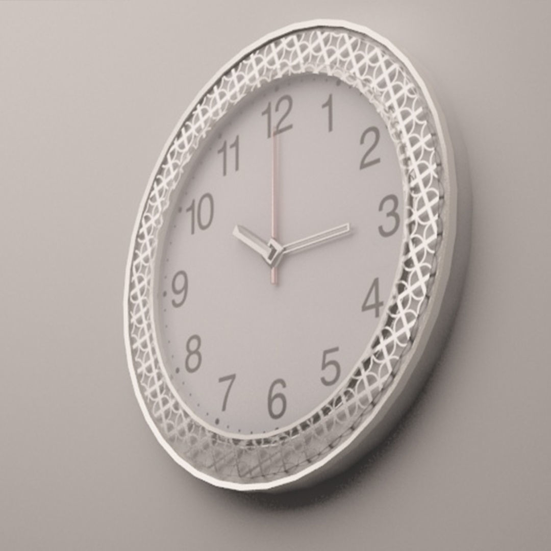 Gold wall clock Low-poly 3D model_1