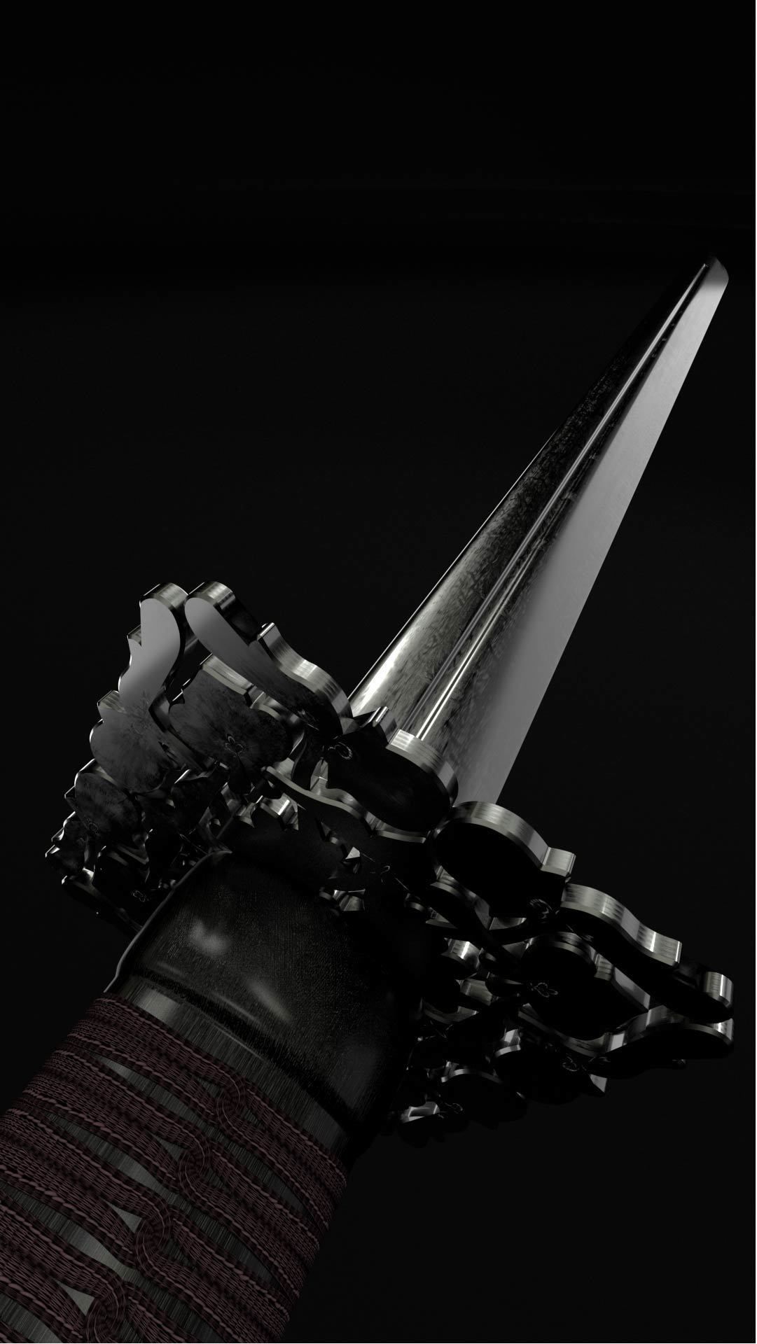 katana samurai sword 3D model_1