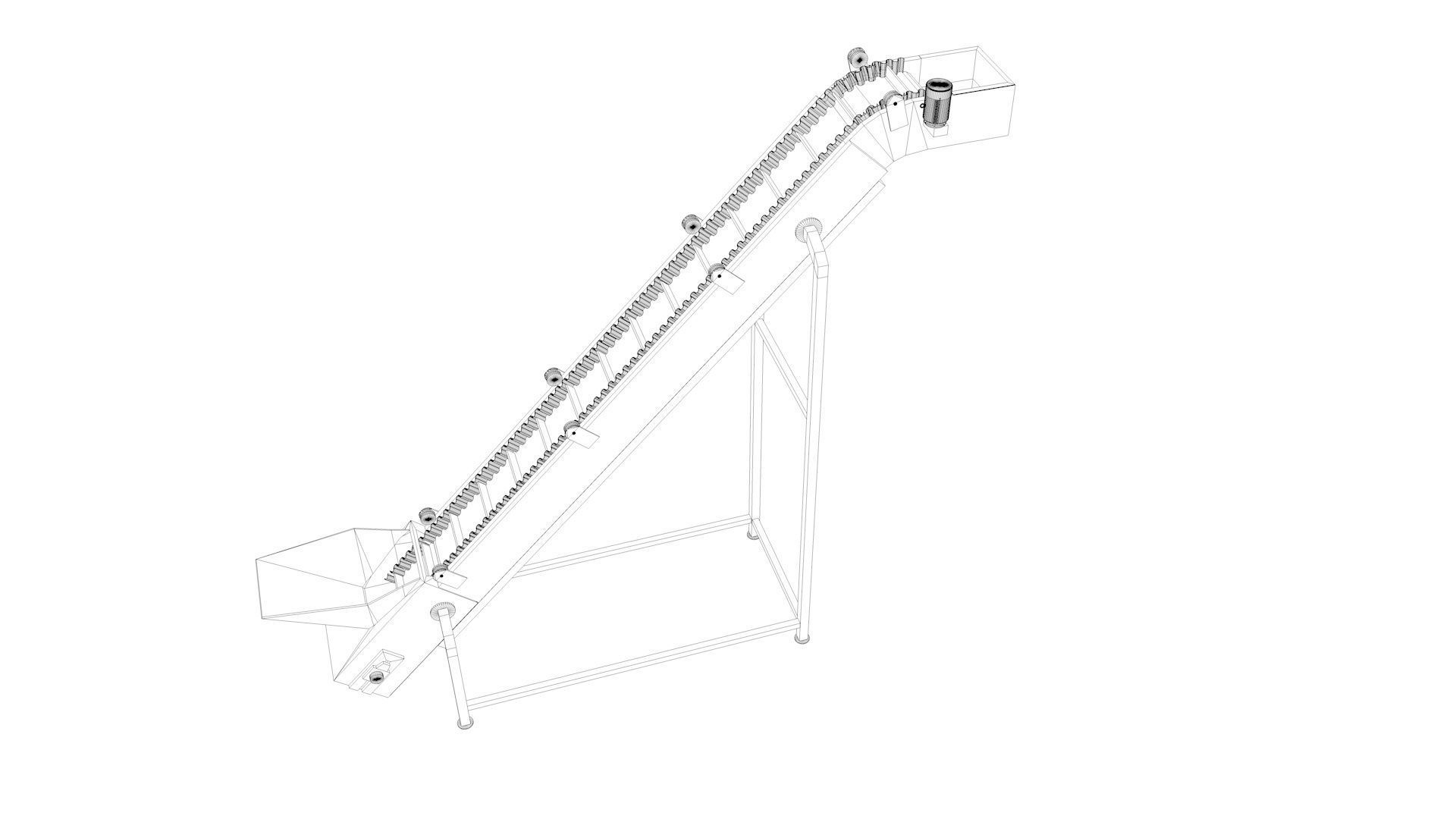 Plastic Belt Gooseneck Elevator Low-poly 3D model_7